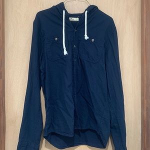 Hooded Long Sleeve Button Up